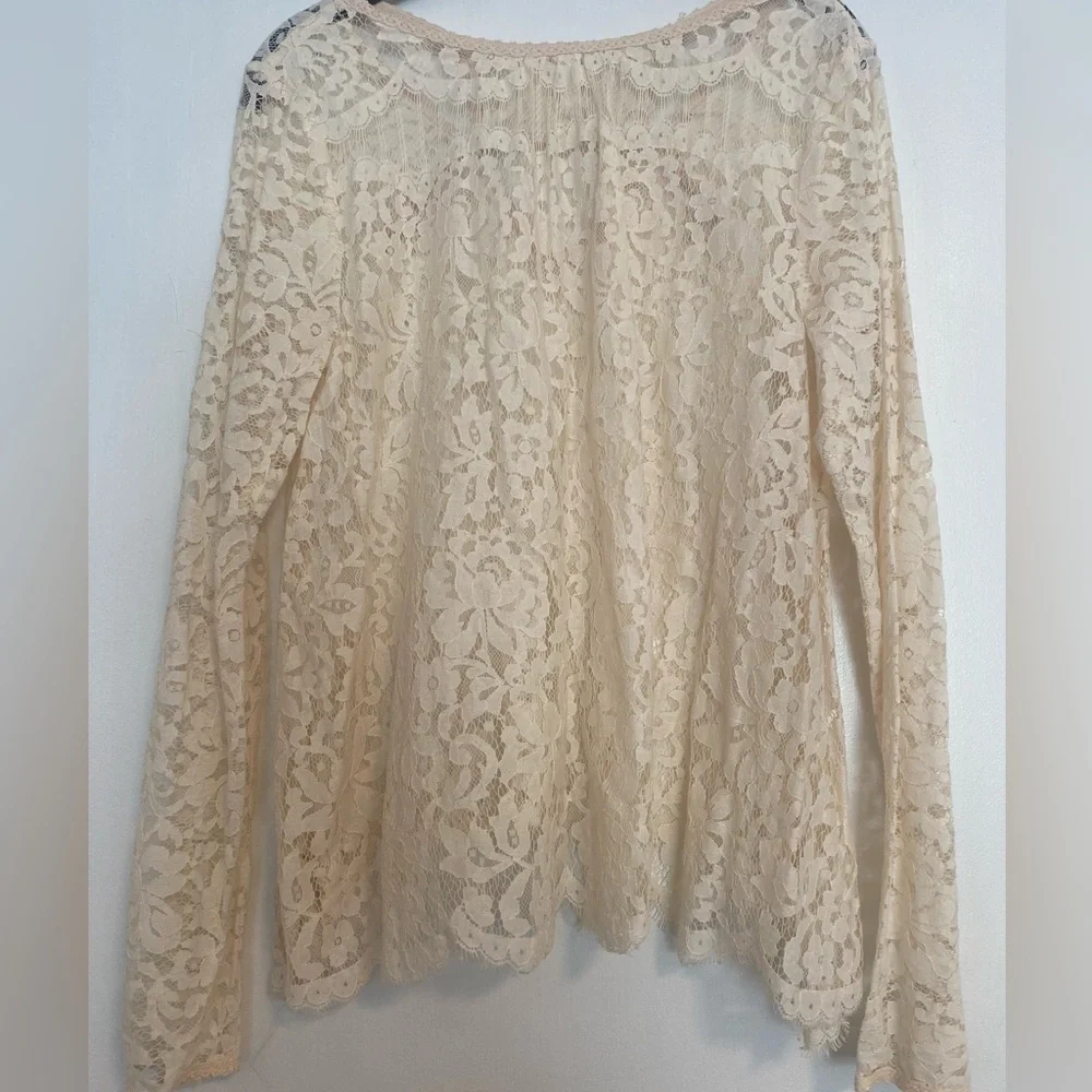 Free People Lace Long-Sleeve Top - Size Large - Picture 5 of 7